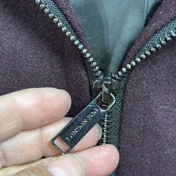 (W3) London Fog Wool Blend Zip Up Hooded Coat, Wine Red, Size L - Picture 8 of 14